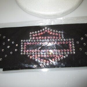 Black w/ SILVER & PINK Swarovski Crystals Bling Bling Riding Bandana SHINE!